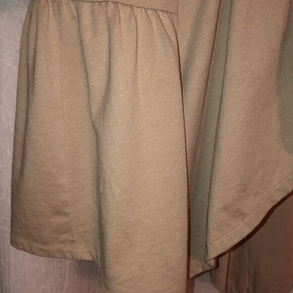 Converse S Taupe Open Front Shawl Collar Asymmetrical Cotton Cardigan - Picture 8 of 12